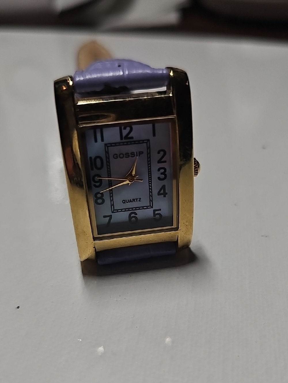 Gossip Gold-Tone Rectangular Watch with Lavender Strap